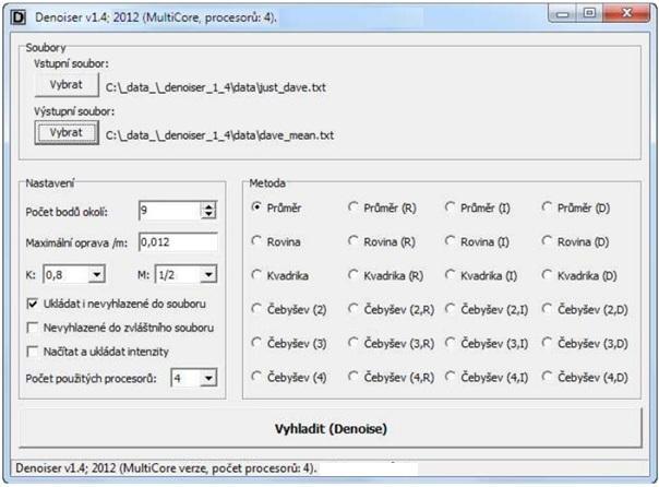 5.6.2 Popis programu Program byl zpracován v prostředí Delphi. Program aplikuje výše uvedené postupy, umožňuje načíst data a provést vyhlazení zvolenou metodou.