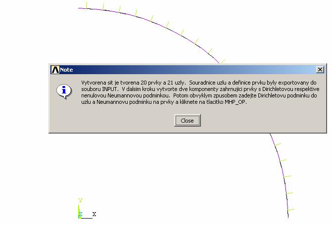 Pokračuje se stisknutím tlačítka MHP_SIT (vypsání zadaných údajů a informací o síti do souboru INPUT.TXT).