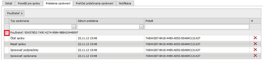 Oprávnenie je možné si rozbaliť a vtedy je