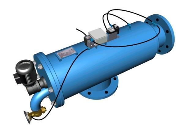 Automatické filtry elektrické - SÉRIE AF700-7500 PRINCIP ČINNOSTI::. Při zanesení vnitřní plochy jemného síta se otevře proplachovací ventil a znečištěná voda vytéká přes ventil do odpadu.