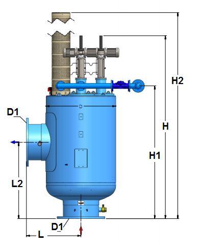 Automatic hydraulic sieve filters with suction nozzles ON-LINE On-Line D D1* L L2 H H1 H2 (in) MGH3818AF 970 38 450 735 1300 2635 2200 3485 MGH4320AF 1100 43 500 800 1300 2735 2300 3585 MGH4824AF