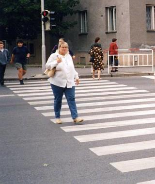 64) Při obchůzkové činnosti zpozorujete muže, který přechází po přechodu pro chodce na červený světelný signál.