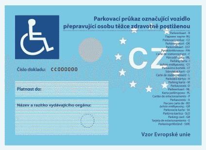 Parkovací průkaz označující vozidlo přepravující osobu těžce zdravotně postiženou (č.