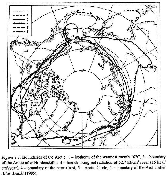 Vymezení Arktidy Používá se několik různých definic: 10 izoterma nejteplejšího měsíce v roce Vymezení podle Nordenskjölda Množství