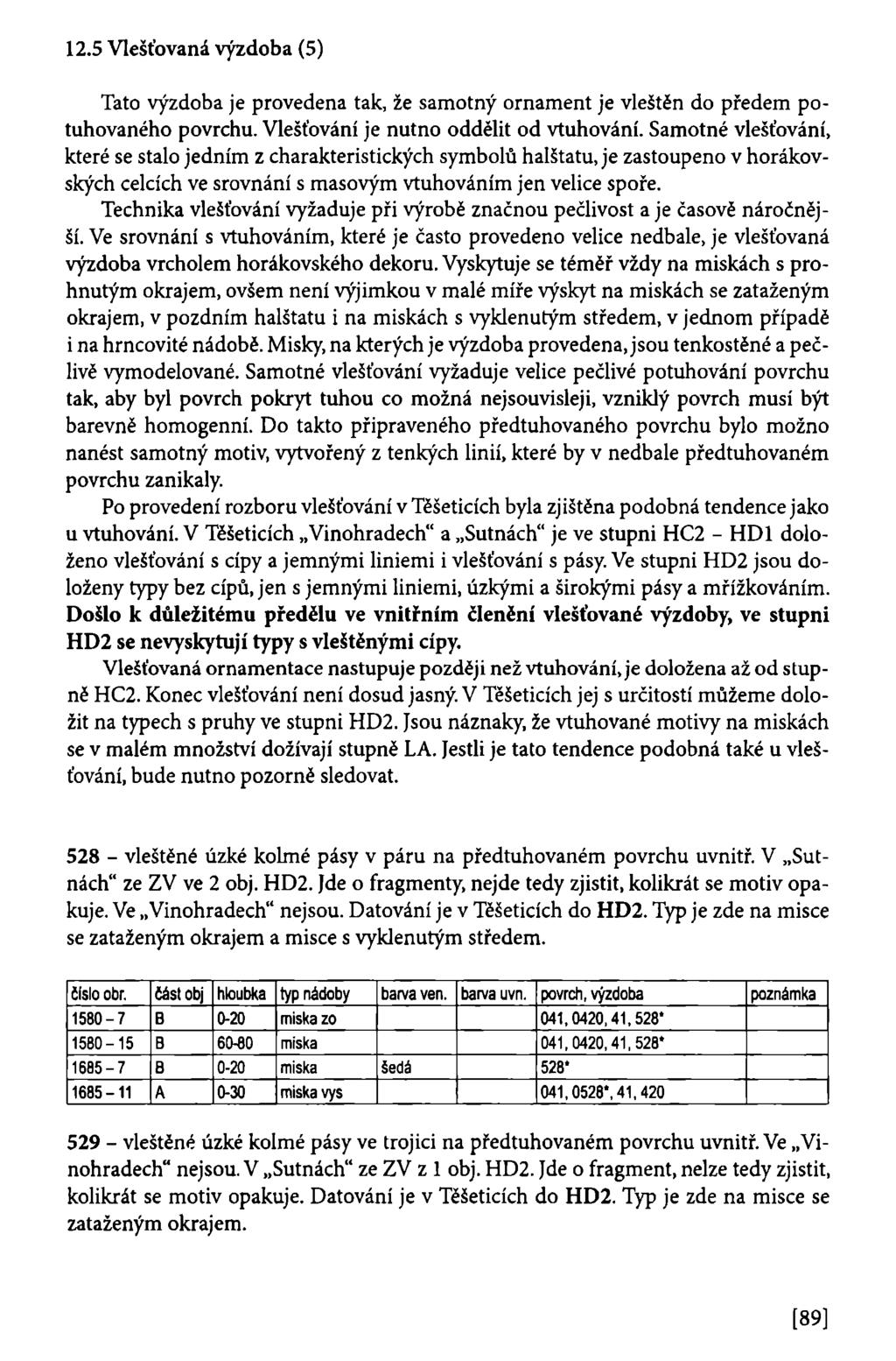 12.5 Vlešťovaná výzdoba (5) Tato výzdoba je provedena tak, že samotný ornament je vleštěn do předem potuhovaného povrchu. Vlešťování je nutno oddělit od vtuhování.