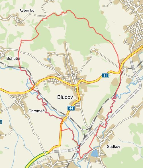 Mapa obce Bludov