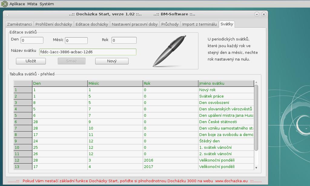 Druhou možností, jak přenést data do Docházky Start z Docházky 3000 je simulace importu dat z terminálu BM-F702.