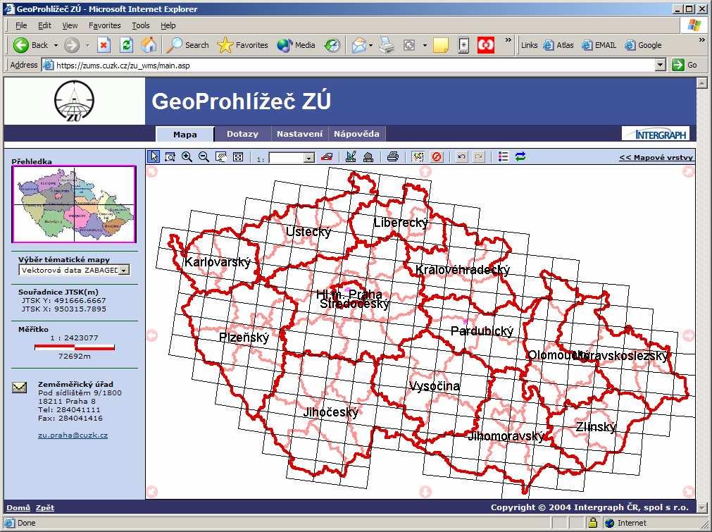 Sdílen lení dat mapové služby - WMS slouží k on-line publikování vybraných datových sad v prostřed edí Internetu služby dle specifikace OpenGIS WMS 1.