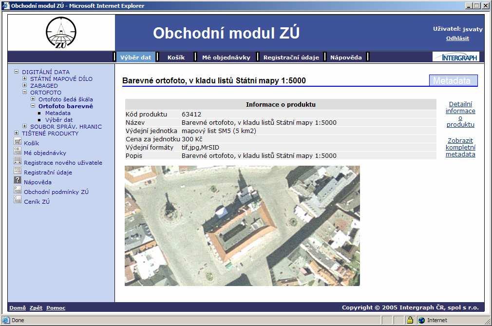 Síťové služby Obchodní modul,, který je určen pro objednávání souborů digitáln lních dat, tištěné mapové produkce a mapových služeb formou elektronického obchodu.