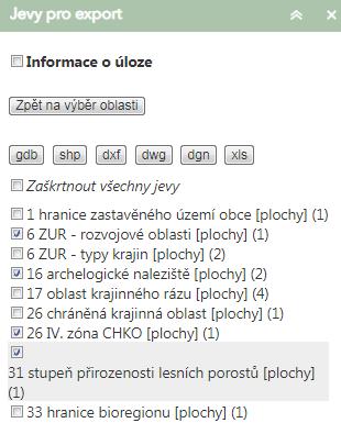 Poté zvolte typ exportu (prosím vyčkejte, export může trvat delší dobu).