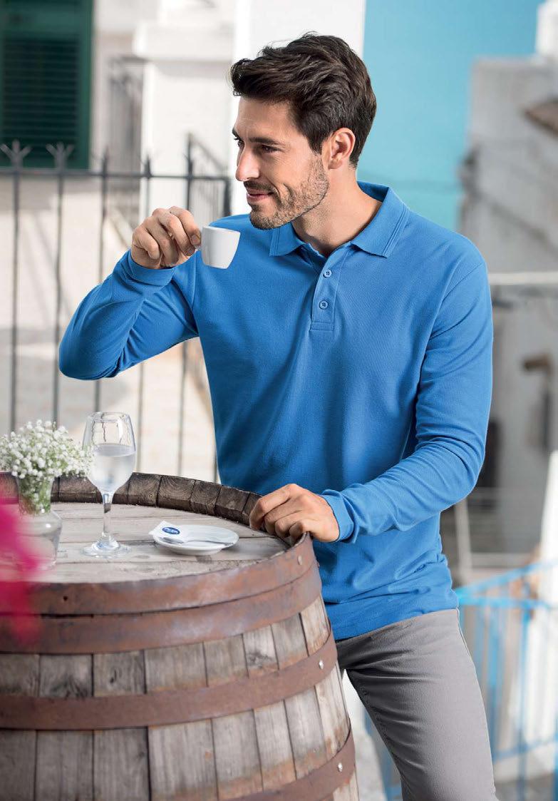 PIQUE POLO LS 221 polokošile pánská Pique, 65 % bavlna, 35 % polyester, 200 g/m 2 S - 3XL kvalitní polokošile s dlouhým rukávem vyšší gramáže límec z žebrového úpletu 1:1 s dvojitým reliéfním