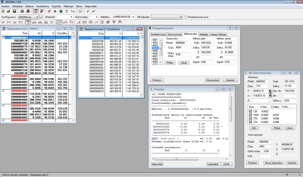 6 VÝPOČETNÍ PRÁCE 6.1 Použitý software Před započetím výpočetních prací bylo nutné přenést naměřená data uložená v paměti totální stanice TOPCON GPT 3003N.