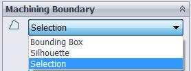 Hranice obrábění Hranice obrábění - možnosti Boundig Box / Ohraničující prostor Silhouette / Silueta Selection / Výběr (Tento
