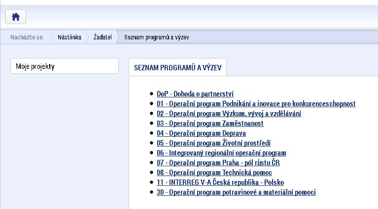 Způsob podání žádosti založení žádosti o podporu 03 Operační program Zaměstnanost