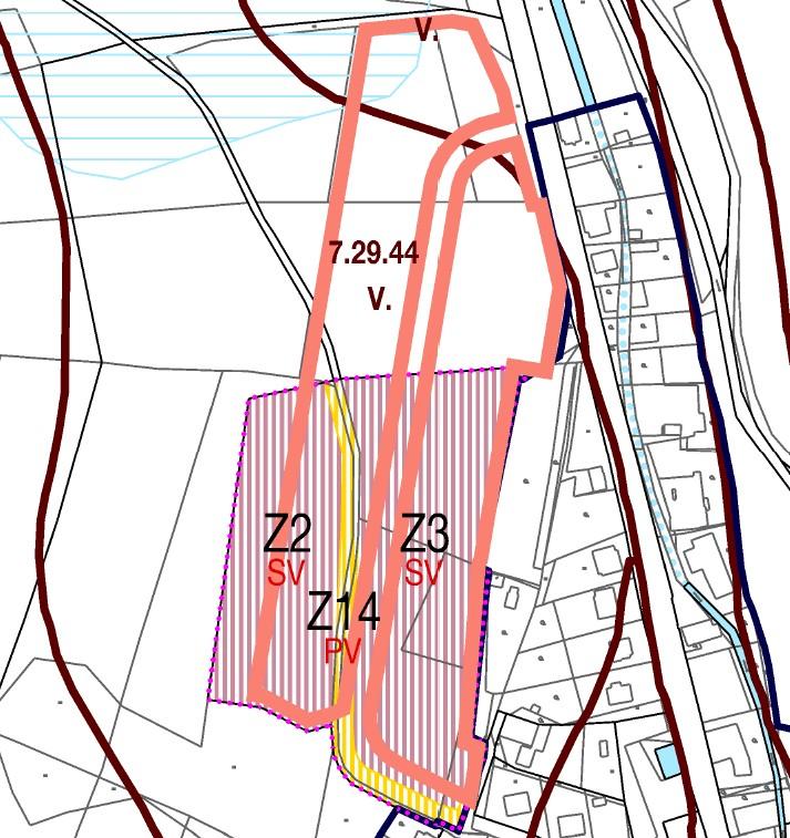 Textvá část důvdnění územníh plánu Lkality Z2 a Z3 jsu navrženy v kntextu se zastavitelnými plchami z platnéh územníh plánu (viz brázek vlev).
