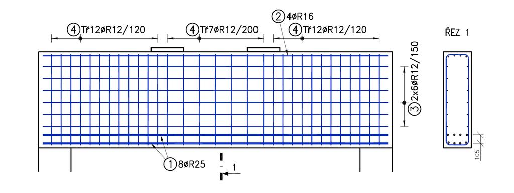 Příčný tah v betonové vzpěrě je: 2.F t = 0,5.(1-0,7.a/h).F = 0,5.(1-0,7.404/1675).557 = 0,416. 557 = 231kN Příčný tah se rozdělí do svislé složky 231.cos33,31 = 193kN a vodorovné složky 231.