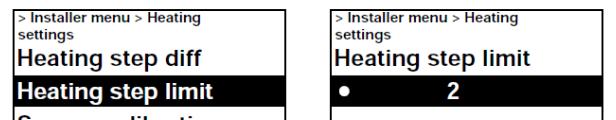 Teplotní rozdíl pro zapojení stupňů ohřevu Heating step diff. Teplotní diference mezi zapojením topných stupňů.