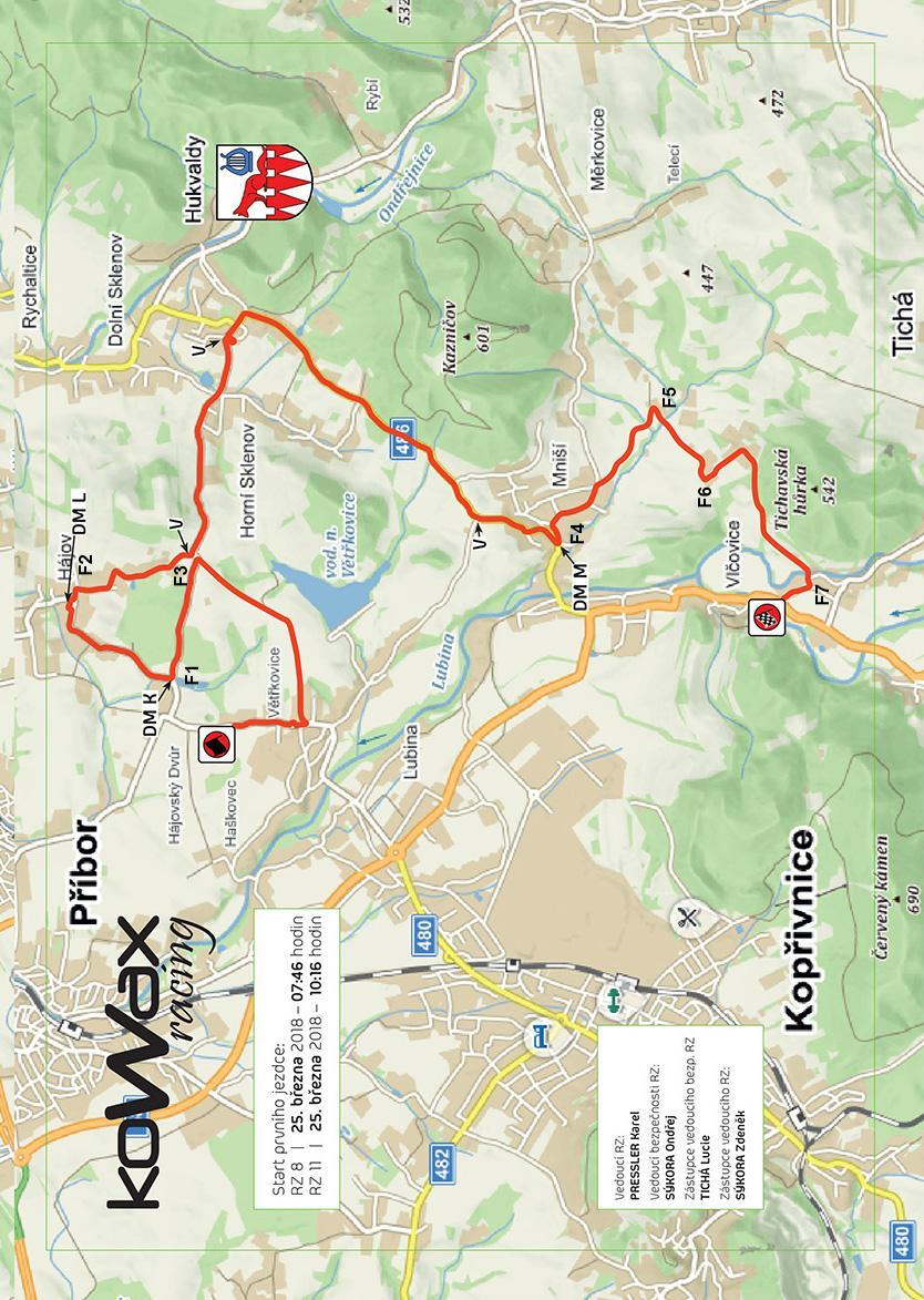 RZ 8 /11 Hukvaldy (15,91 km) Zakázané prostory: 3,44 km prostor v únikové zóně u DM K 4,59 km prostor v únikové zóně před odbočením s následným