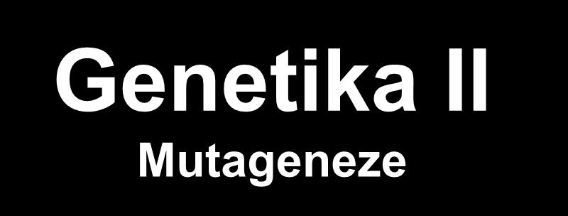 Genetika II Mutageneze Petr Kuglík Oddělení genetiky