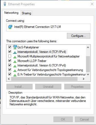 Obrázek 163: Systém Windows Připojení LAN