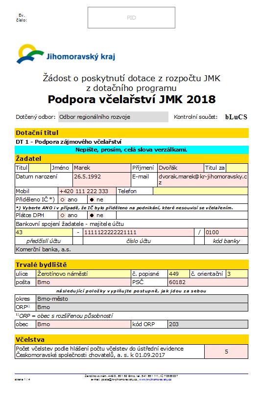 DT1 - formulář Formulář - strana 1 vyplňujte postupně!