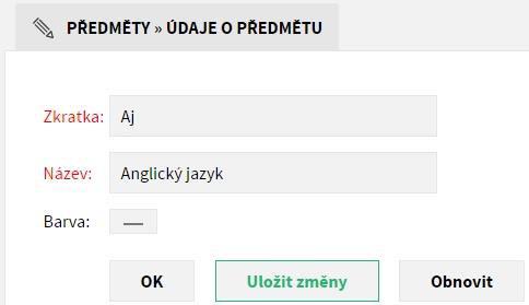 Předměty A ohli učitelé zapiso at do elektro i ké tříd i e, usí ýt t oře é databázi Před ět. Ty pořizuje ad i istrátor e o ředitel.