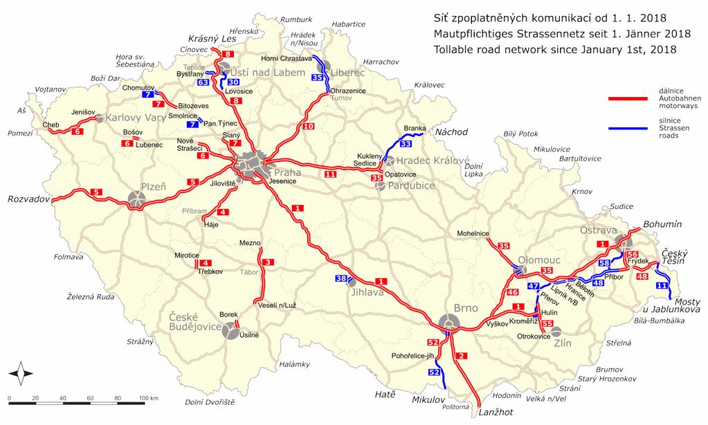 Motorway toll rates:toll sticker, in CZK Validity < 3,5 t > 3,5 t Year 1 500 Electronic road toll 1 Month 440 Electronic road toll 10 Day 310 Electronic road toll Electronic toll: www.mytocz.