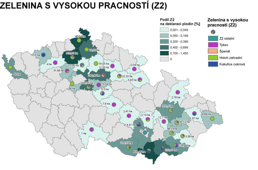 Mapové zobrazení zeleniny s velmi