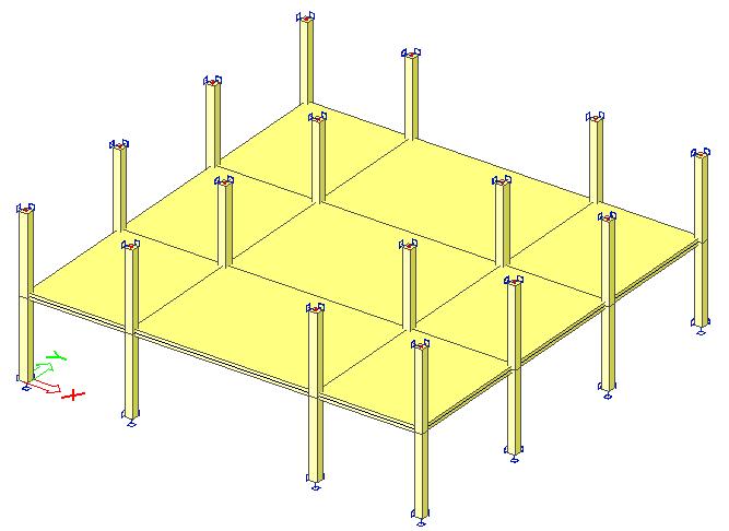 Proekt FRVŠ 905/0/G Příklad č. 5 : Lokálně podepřená železobetonová deska s výrazně rozdílným rozpětím následuících polí Je dán železobetonový monoltcký skelet (vz schéma konstrukce).