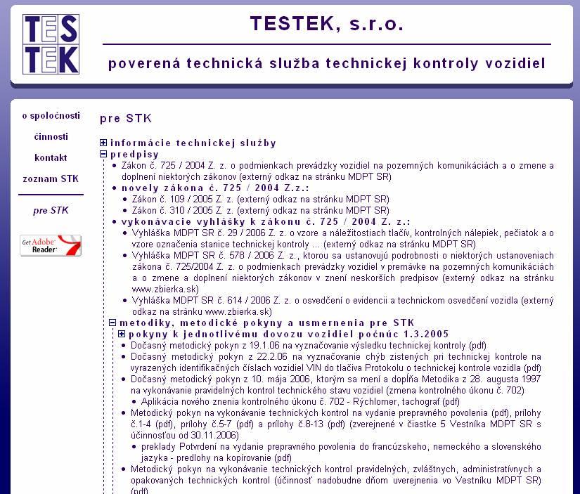 Na internetovej stránke http://www.testek.