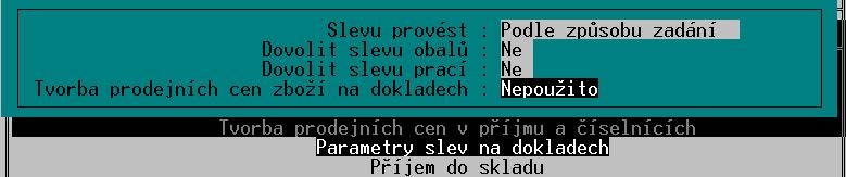 Automatické nastavení slevy podle dosaženého obratu Podmínky pro slevy se nastavují v GLOBÁLNÍ KONFIGURACI, v sekci PARAMETRY SLEV NA DOKLADECH.