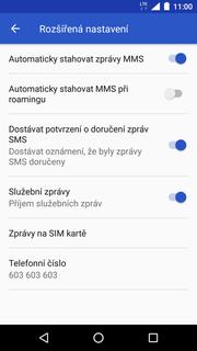 12 z 37 Upozornění o doručení SMS Zprávy. Dále ťuknete na Další (tři tečky). 3. Zvolíte Nastavení. 4.