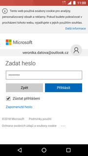 Zadáte své heslo k e-mailovému účtu a stisknete tlačítko Přihlásit. 6.
