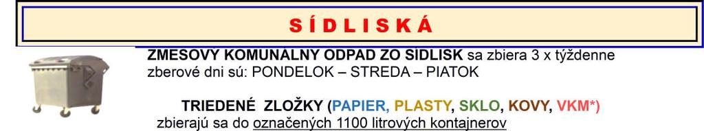 ZBEROVÝ KALENDÁR MESTA ŠAĽA NA ROK 2018 spolu so zmiešaným odpadom. BIOLOGICKY ROZLOŽITEĽNÝ KOMUNÁLNY ODPAD - BRKO (tzv. zelený odpad) z predzáhradiek sa ukladá vedľa stanovišťa kontajnerov.