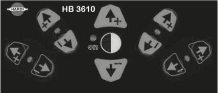 5 - Ovládání HB 3610 H0+ / H0-. Zvedání H1+ / H1-. L otvírání H2+ / H2-. P otvírání H3+ / H3-. L Variabilní geometrie H4+ / H4-.