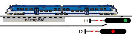 2963 C2) Vlak stojí za odjezdovým návěstidlem L1 (čl.