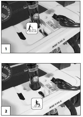 ELEKTRICKÝ / MECHANICKÝ PROVOZ Skútr přepínejte na mechanický provoz nebo postrkujte pouze v klidovém stavu nebo v případě nouze, ale nikoli na spádu/stoupání.