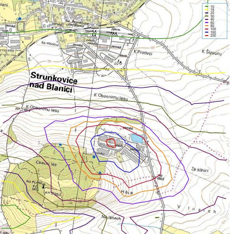 Modernizace areálu pro výkrm brojlerů Strunkovice nad Blanicí Strana 123 Příspěvky k imisní zátěži -