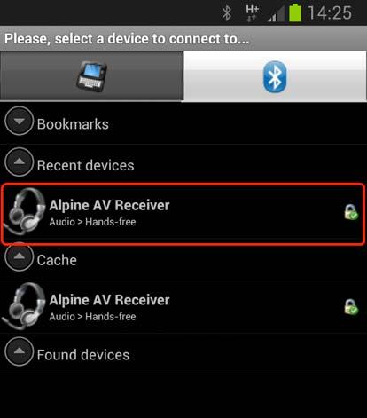 11. Vyberte "Alpine AV Receiver" 12.