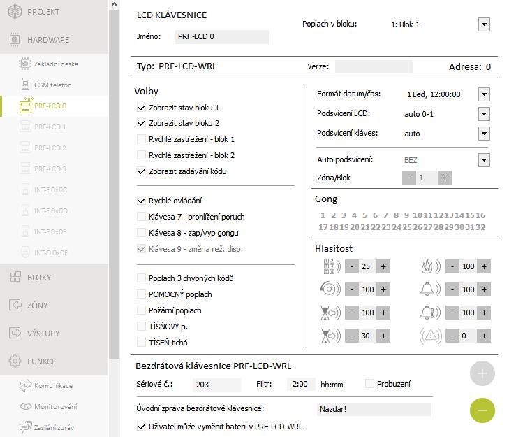 20 PERFECTA SATEL 4.3 Klávesnice Obr. 10. Tabulka pro nastavení bezdrátové klávesnice. Jméno [28.Jména] individuální jméno klávesnice (až 16 znaků). Poplach v bloku. [22.