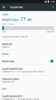 16 z 40 Zap./Vyp. internetu v ČR Nastavení. Vyberete možnost Využití dat. 3.