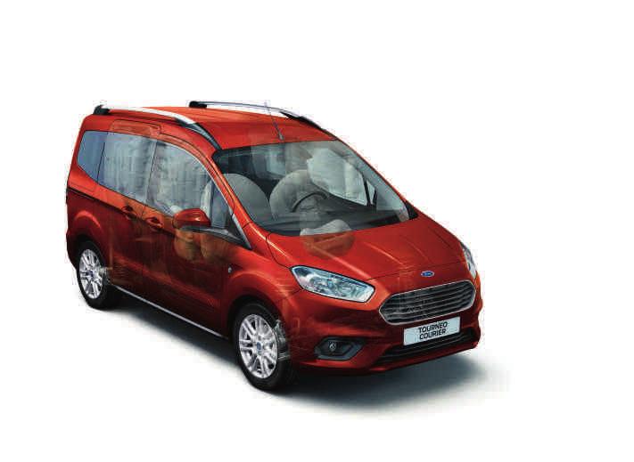 FORD TOURNEO COURIER Bezpečnost a asistenční systémy řidiče Ve vozech Ford Tourneo naleznete řadu bezpečnostních prvků*, které se starají o vaši bezpečnost.