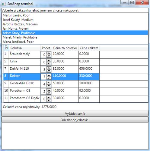 6.4 Možná rozšíření obr. 6.1: Ukázka tvorby objednávky v aplikaci Terminal V předchozích odstavcích jsem zmínil některá zjednodušení v implementaci.