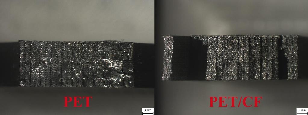 Na fotkách vzorků pořízených pod mikroskopem byly vidět detailní lomové plochy zkoušených materiálů.