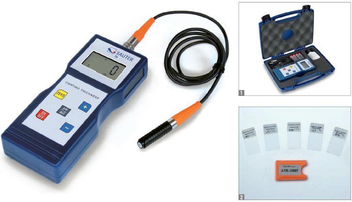 Digitální měřič tloušťky nátěru TB Váš spolehlivý pracovní nástroj pro každý den: lehký, jednoduchý, přesný Externí senzor pro s obtížným přístupem Podložka a kalibrační fólie součástí dodávky