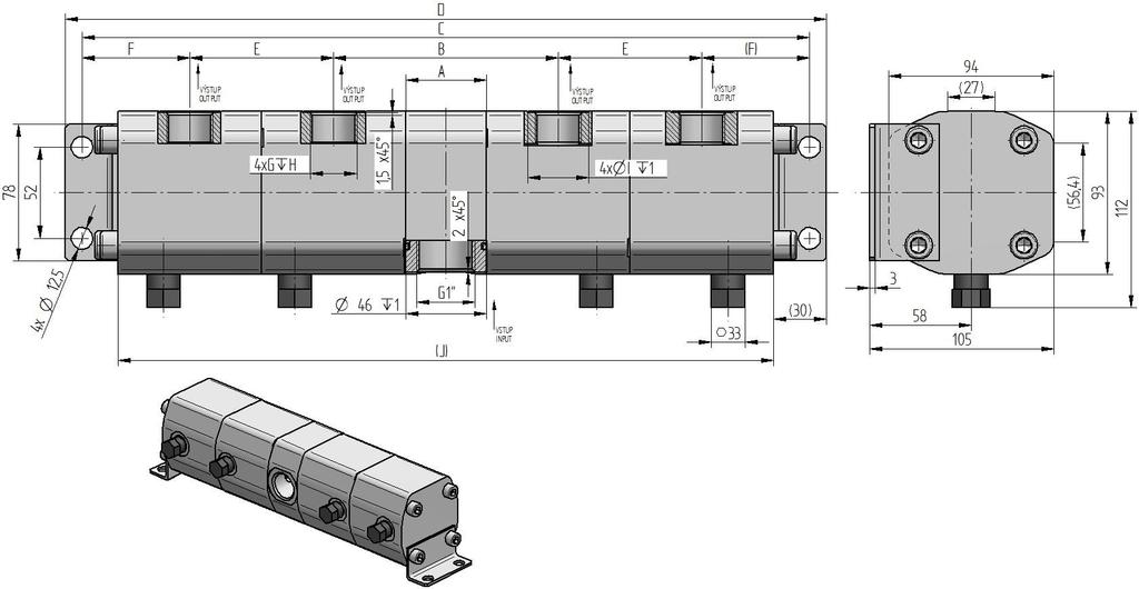 Katalogové listy základních provedení řady DP 1) Přepouštěcí ventily lze nastavit v rozsahu 50 až 200 bar 2) Dělič může být i kombinací různých geometrických objemů - tlakové hodnoty se v tomto