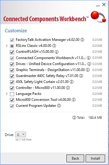 Connected Components Workbench Software Přehled verze v11 Změna k společní instalační utility Rockwell Software Stejný vzhled jako u instalaci aplikaci Studio 5000 Logix Designer Uživatelské příručky