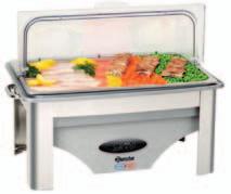 číslo: 12169 24 Chafing dish elektrický GN 1/1-65 mm Chromniklová ocel Vložka: z černého plastu Termostatická regulace: 1-8 Příkon: 0,5 kw / 230 V Rozměry: 560 (Š) x 355 (H) x 250 (V) mm Hmotnost: