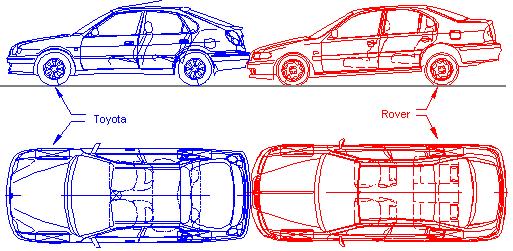 18: Dovození kolizní polohy vozidel dle analýzy geometrické kompatibility Fig.