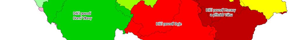soutoku s Vltavou po státní hranici Vymezení dílčích povodí